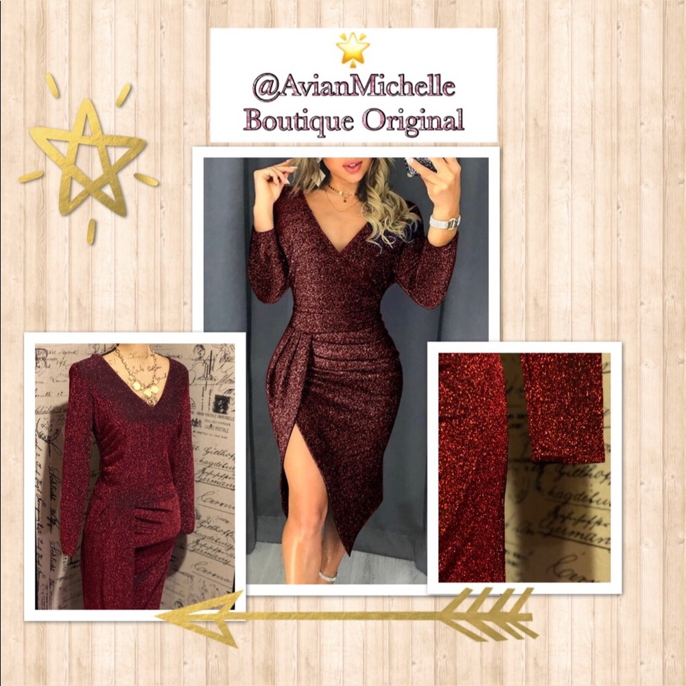 Wine Bodycon Dress Size M 8/10